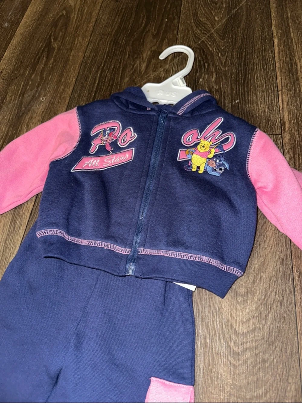 Winnie the Pooh vintage new Navy and Pink Toddler Hoodie and cargo Pants Set
